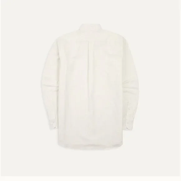 Drakes - Cream Ticking Stripe Cotton Oxford Cloth Button-Down Shirt - Size 15 - Picture 2 of 8